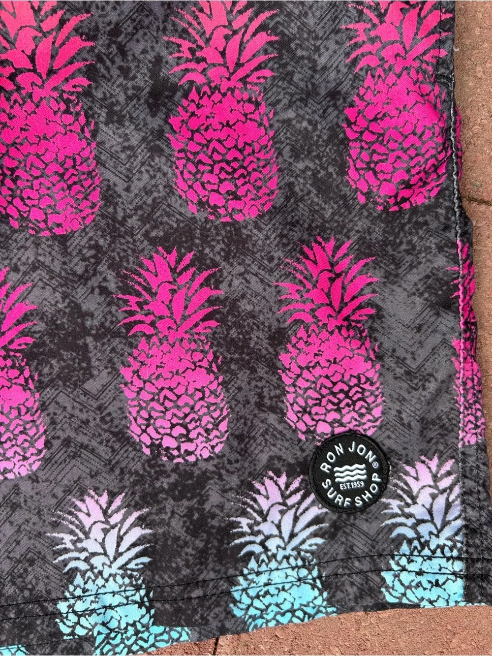 Ron Jon Surf Shop Swim Trunks Neon Pineapples XL